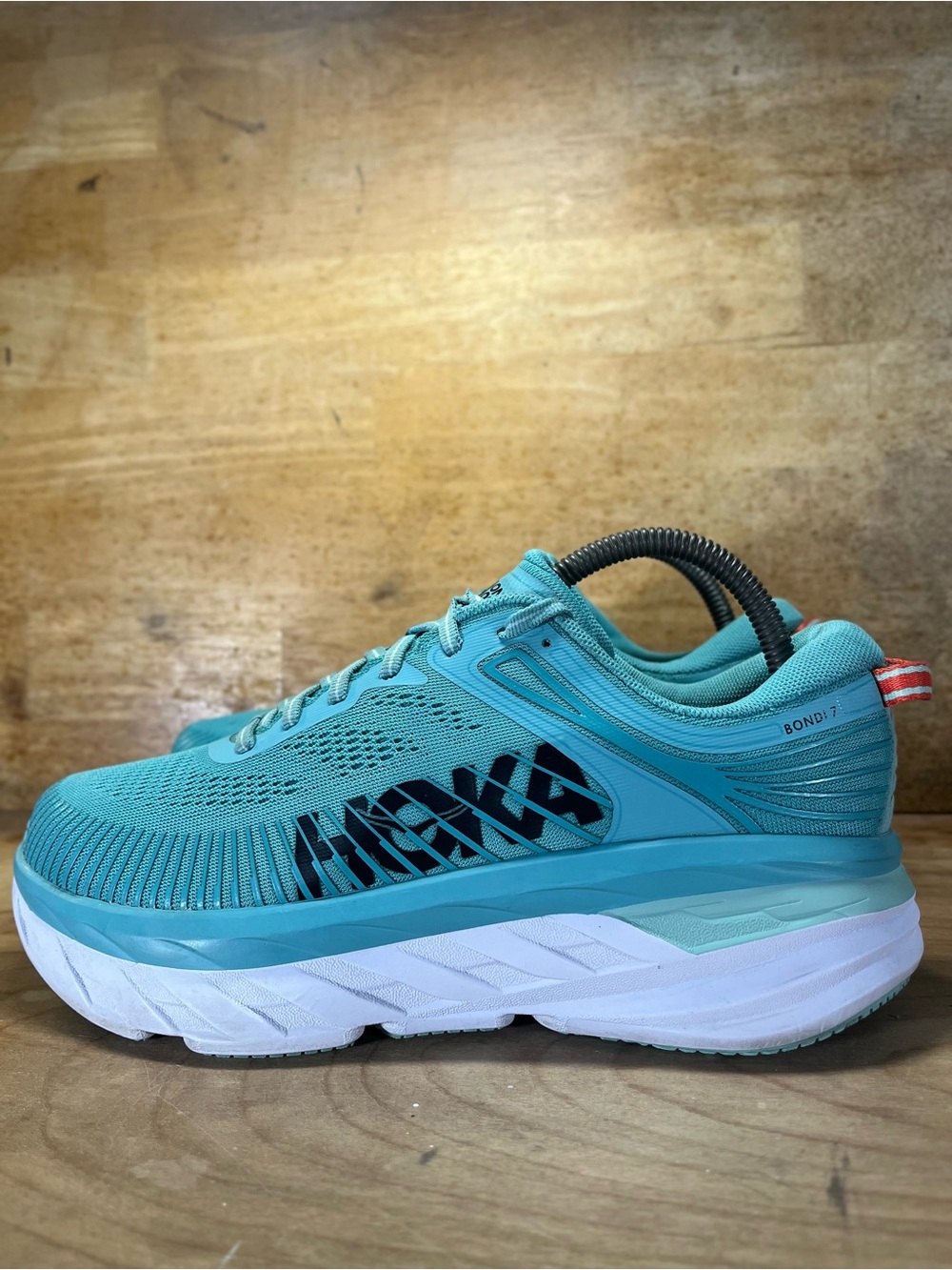 Hoka One One Bondi 7 Womens Size 8 Wide Running Shoes Sneakers Eggshell Blue - Picture 4 of 12